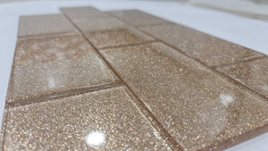 Rose Gold Glitter Subway Tile 75mm x 150mm  (MT0200)