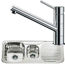 Load image into Gallery viewer, Polished Inset Reversible 1.5 Bowl Stainless Steel Kitchen Sink &amp; Kitchen Mixer Tap (KST030)
