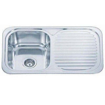 765 x 480mm Polished Inset Reversible Stainless Steel Sink with Drainer (B04 mr)