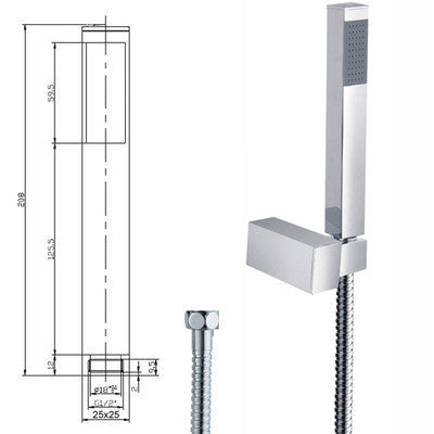 Square Design Microphone Shower Head, Hose & Riser Rail (SH065)