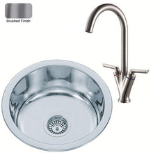 Load image into Gallery viewer, Brushed Inset Round Stainless Steel Kitchen Sink &amp; Kitchen Mixer Tap (KST010 bs)
