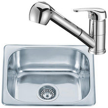 Load image into Gallery viewer, 420 x 363mm Polished Inset Stainless Steel Kitchen Sink &amp; Kitchen Mixer Tap (KST093)
