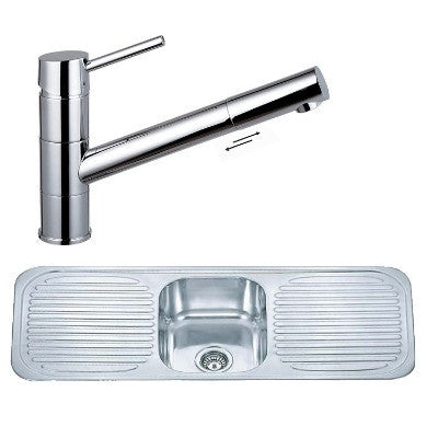 1180 x 480mm Inset Double Drainer Kitchen Sink & Mixer Tap (KST129)