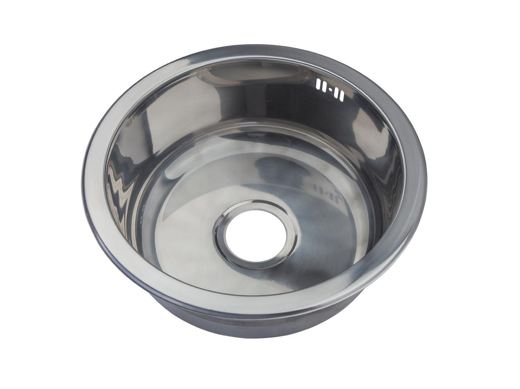 425mm Polished Stainless Steel Round Inset Sink (M07) FREE Chopping Board