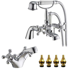Load image into Gallery viewer, Traditional Victorian Bath &amp; Shower Mixer and Basin Mixer Tap Set (Viscount 41)
