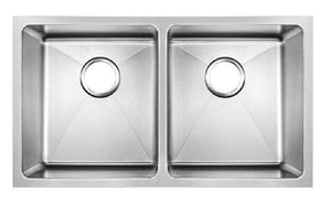 793 x 461mm Undermount Double Bowl Handmade Stainless Steel Kitchen Sink With Easy Clean Corners (DS020)