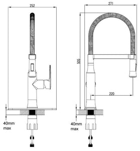 Detachable 2-Spray Settings Kitchen Sink Mixer Tap (Genoa)