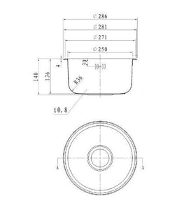 286mm Compact Inset Round Utility Room Sink (M12) Ideal for Camper vans