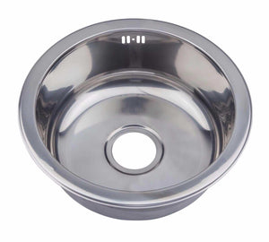 445mm Polished Stainless Steel Round Inset Sink (M08) & Accessories