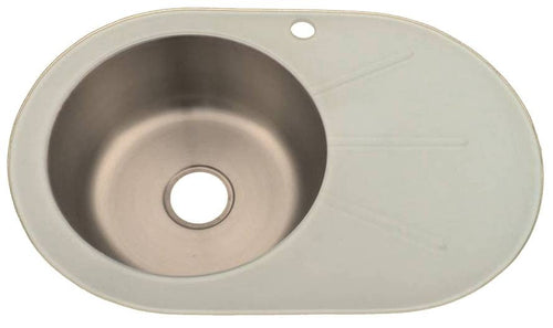 700 x 485mm Inset White Glass & Polished Stainless Steel Sink (GTS700 W)