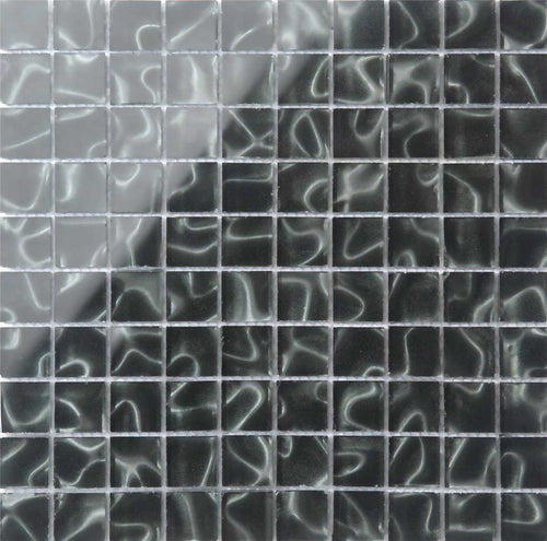 Black Glass With Grey Holographic Effect Mosaic Tiles (MT0135)