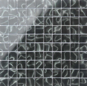 Sample of Black Glass With Grey Holographic Effect Mosaic Tiles sheet (MT0135)