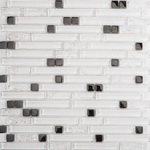 Load image into Gallery viewer, Superwhite Plain &amp; Crackle and Silver Glass Brick Shape Mosaic Tiles (MT0139)
