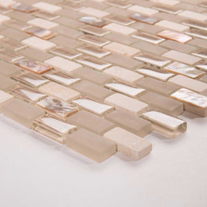 Mother of Pearl, Stone & Beige Glass Mosaic Wall Tiles (MT0147)
