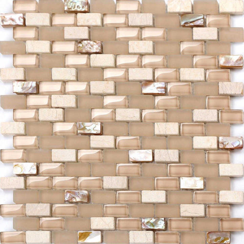 Mother of Pearl, Stone & Beige Glass Mosaic Wall Tiles (MT0147)