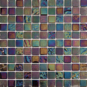 Pearl Iridescent Dark Purple Textured Glass Mosaic Tiles (MT0159)