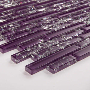 Purple Crackle & Plain Glass Mosaic Wall Tiles (MT0168)