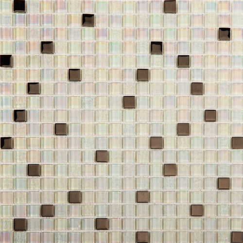 White Iridescent Textured and Smooth Glass Mosaic Tiles (MT0143)
