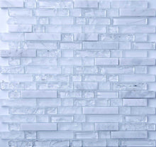 Load image into Gallery viewer, Clear and Frosted White Glass &amp; White Stone Brick Shape Mosaic Tiles  (MT0153)
