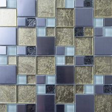 Load image into Gallery viewer, Sample of Gold &amp; Silver Foil Glass &amp; Brushed Stainless Steel Mosaic Tiles (MT0166)

