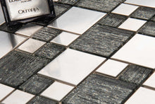 Load image into Gallery viewer, Silver Glass &amp; Brushed Steel Mosaic Tiles (MT0150)
