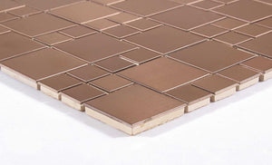 Brushed Copper Effect Stainless Steel Mosaic Tiles (MT0174)
