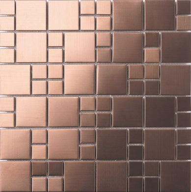Brushed Copper Effect Stainless Steel Mosaic Tiles (MT0174)