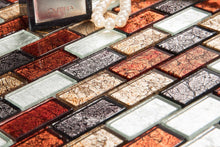 Load image into Gallery viewer, Autumn Colours Mix Brick Foil Glass Mosaic Tile (MT0162)
