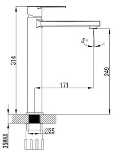 Tall Single Lever Basin Mixer Tap (Brenz 7)