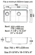 Load image into Gallery viewer, 793 x 461mm Brushed Undermount 1.5 Bowl Stainless Steel Kitchen Sink (D02)
