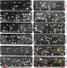 Load image into Gallery viewer, Sample of Black Glitter Rectangle Mosaic Tiles (MT0010)
