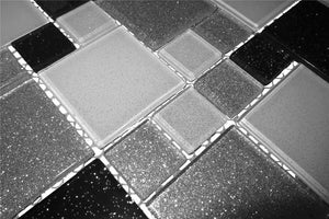 Sample of Black Silver Glitter Modular Mix Mosaic Tiles (MT0034)