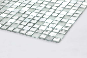 Silver Frosted, Mirror & Glitter Mix Glass Mosaic Tiles (MT0046)