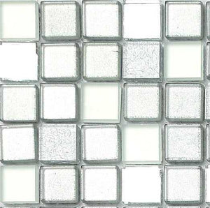 Silver Frosted, Mirror & Glitter Mix Glass Mosaic Tiles (MT0046)