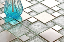 Load image into Gallery viewer, Brushed Silver Stainless Steel Modular Mix Mosaic Tiles (MT0048)
