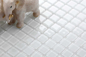 Sample of Superwhite Glass Mosaic Tiles Sheet (MT0079)