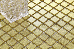 Gold Glitter Glass Mosaic Tiles (MT0080)