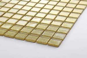 Sample of Glitter Gold Glass Mosaic Tiles Sheet (MT0080)