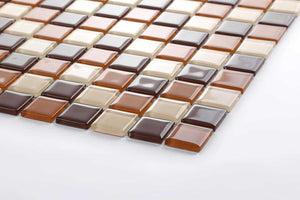 Sample of Beige & Brown Glass Mosaic Tiles Sheet (MT0082)