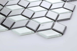 Sample of Black & White 3D Cubes Glass Mosaic Tiles Sheet (MT0083)