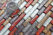 Load image into Gallery viewer, Autumn Linear Brick Foil Glass Mosaic Tiles (MT0094)
