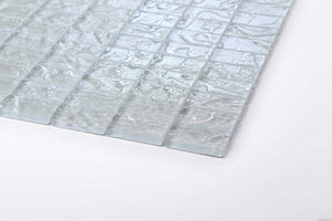 White Textured Lava Glass Brick Mosaic Tiles (MT0118)