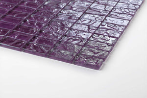 Sample of Lilac Textured Lava Glass Brick Mosaic Tiles Sheet (MT0119)