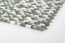 Load image into Gallery viewer, White, Grey and Silver Glass &amp; Stone Brick Shape Mosaic Tiles (MT0124)
