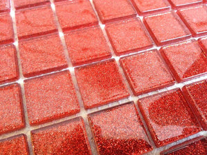 Sample of Red Glitter Glass Mosaic Tiles Sheets (MT0128)