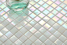 Load image into Gallery viewer, Sample of White Iridescent Vitreous Glass Mosaic Tile Sheet (MT0131)
