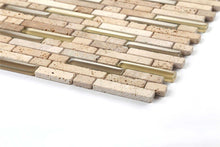 Load image into Gallery viewer, Natural Earth Colours Glass &amp; Stone Brick Shape Mosaic Tiles (MT0133)
