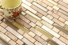 Load image into Gallery viewer, Natural Earth Colours Glass &amp; Stone Brick Shape Mosaic Tiles (MT0133)
