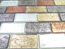 Load image into Gallery viewer, Sample of Autumn Colours Mix Brick Foil Glass Mosaic Tiles (MT0162)
