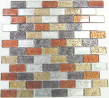 Load image into Gallery viewer, Sample of Autumn Colours Mix Brick Foil Glass Mosaic Tiles (MT0162)
